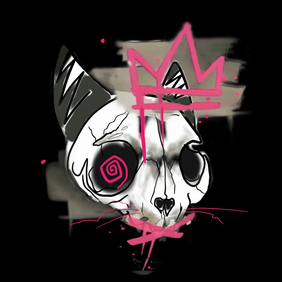 Katzenschädel mit pinker Krone, Variante